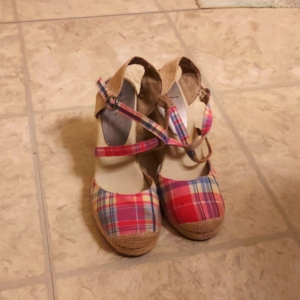 Colorful Plaid Women's Wedge Heel Espadrille Sandals